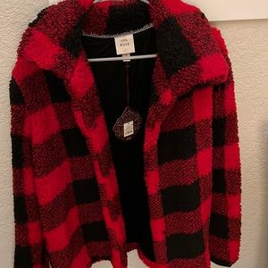 Checkered gingham teddy jacket